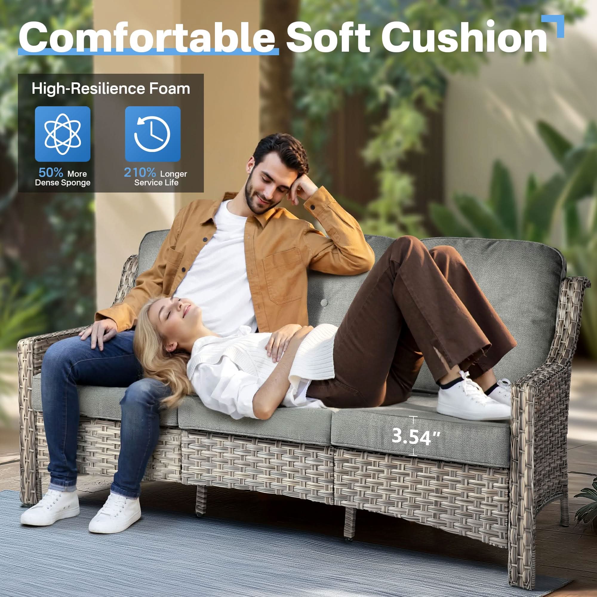 Ovios Conversation Set 5-Piece PAD Series include Rocking Chair & 47