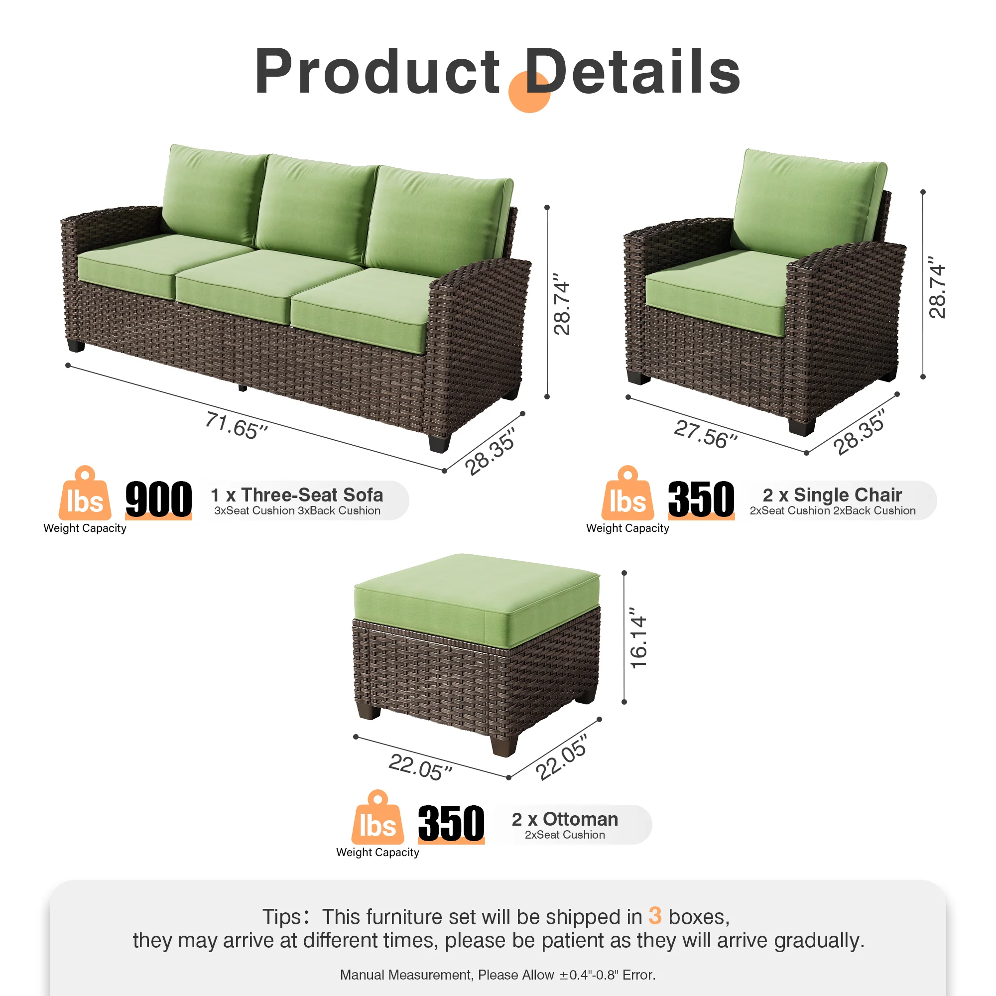 Ovios PRS Series Patio Conversation 5-Piece Set