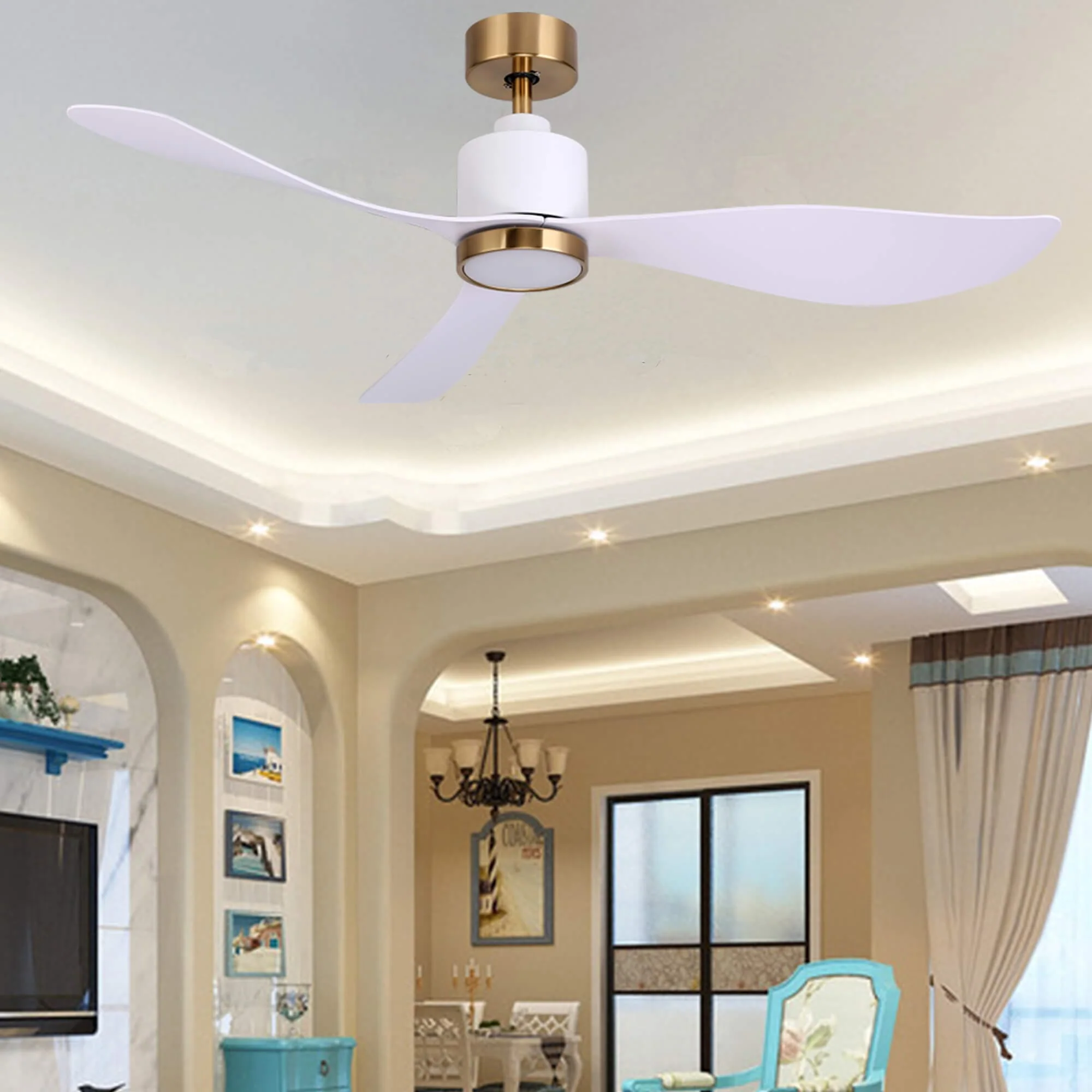 Ovios 52'' Ceiling Fan Reversible 3 Blades with Remote Control Lights, DC Motor