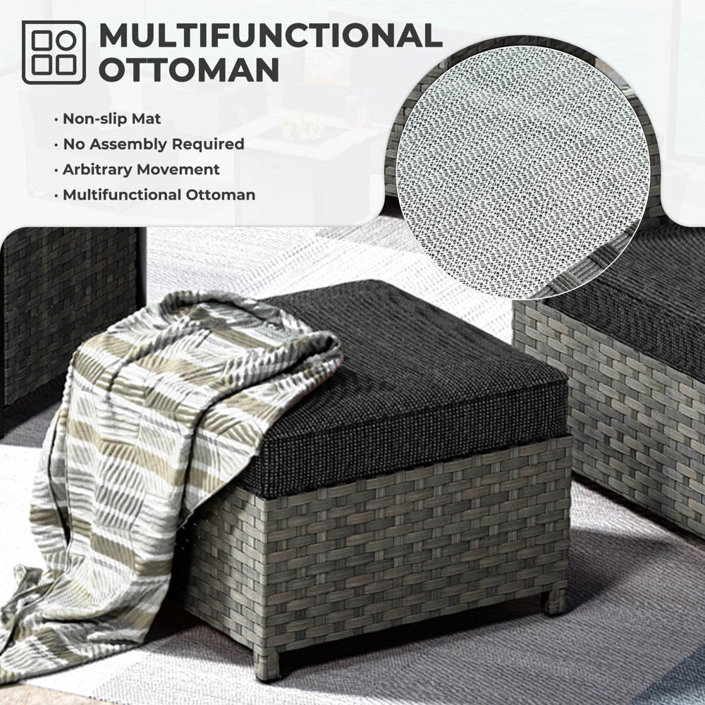 Ovios New Rimaru Series Patio Furniture Set 15-Piece include Swivel Chairs and 42