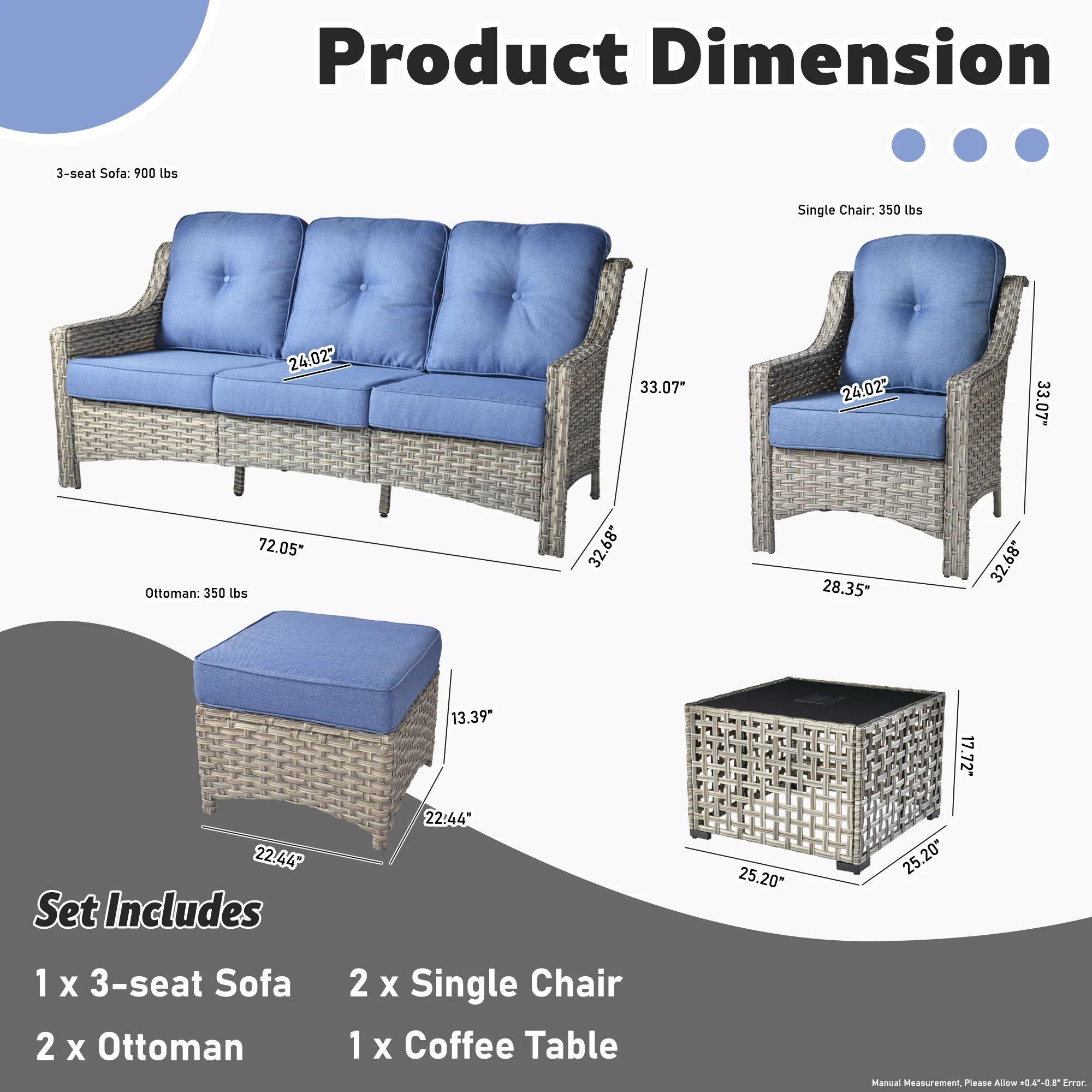 Ovios Conversation Set 6-Piece PAD Series