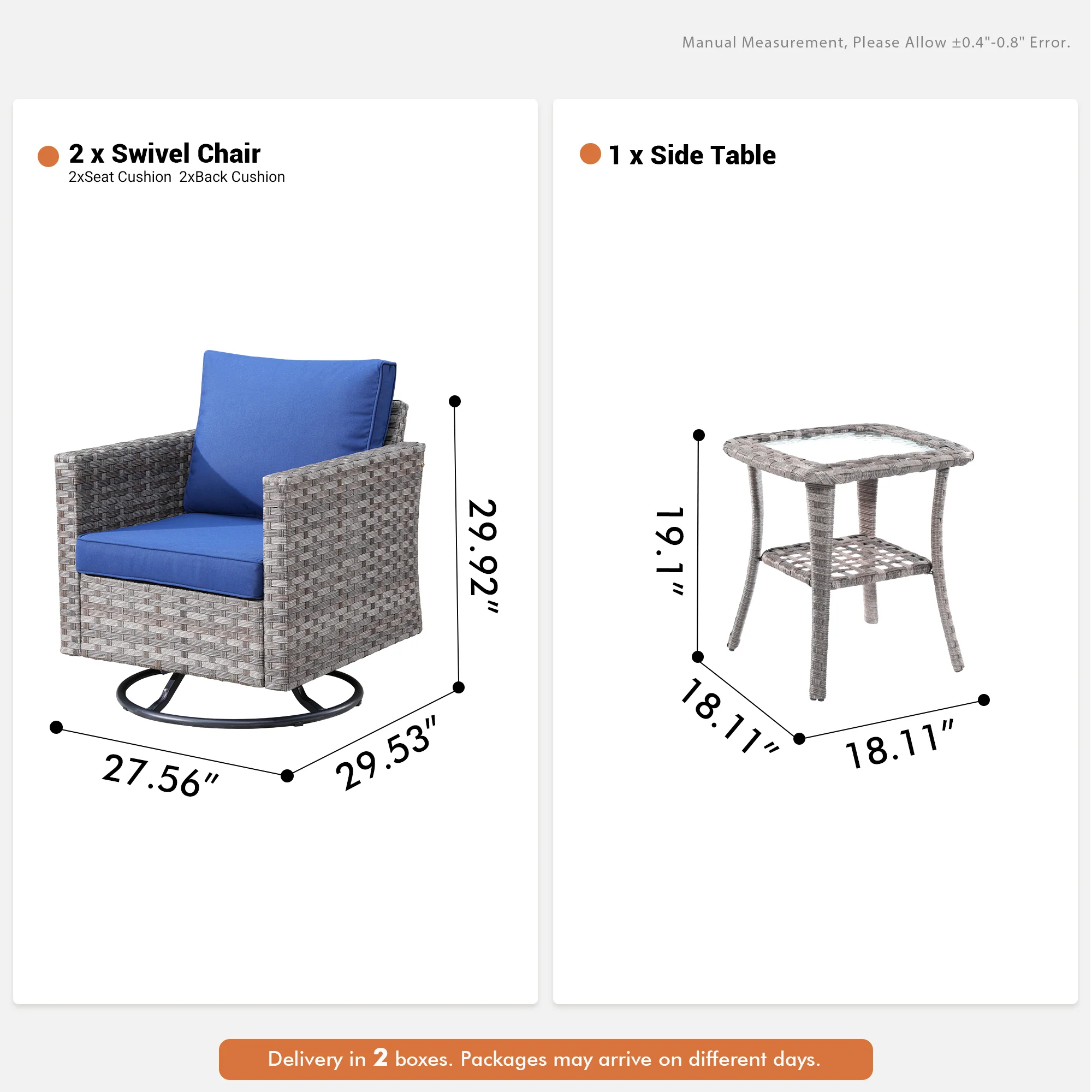 Ovios Rocking Chair Outdoor Table and Chairs matching BBR broad handrails series
