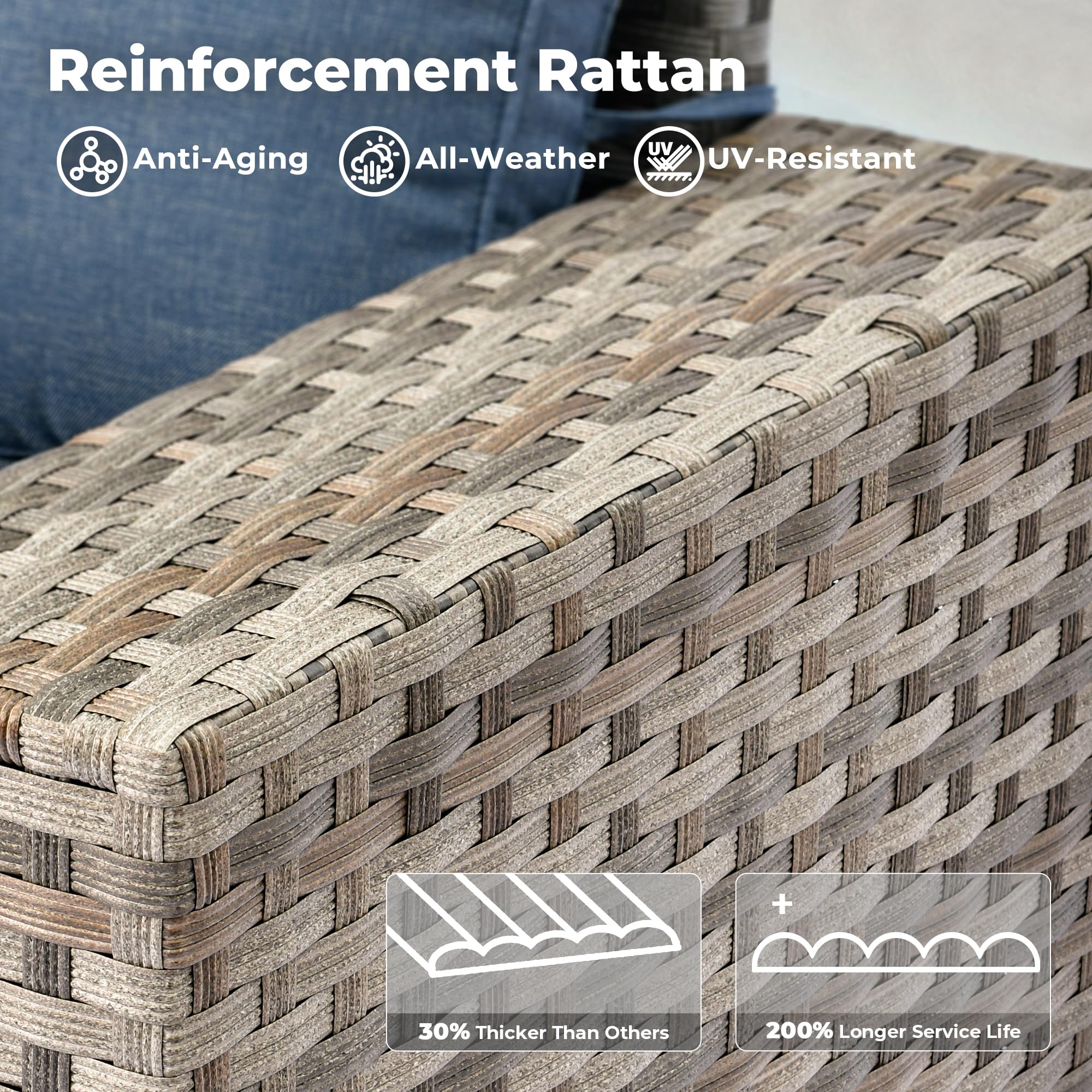 Ovios 12 Pieces Patio Conversation Set with 7.68'' Broad Handrails