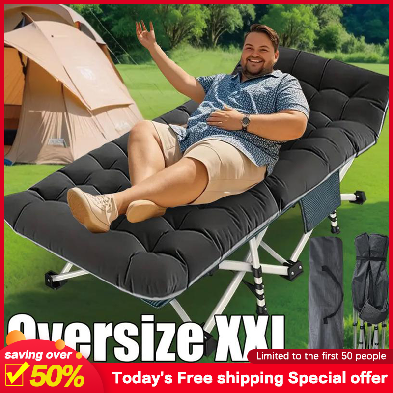 Heavy Duty Double Layer Folding Bed - 1200D 900lb Loading Cot For Adults, Portable Camping Guest Bed With Mattress And Carrying Bag For Home And Outdoor Sleeping, MattressCarrying Bag Home Camping