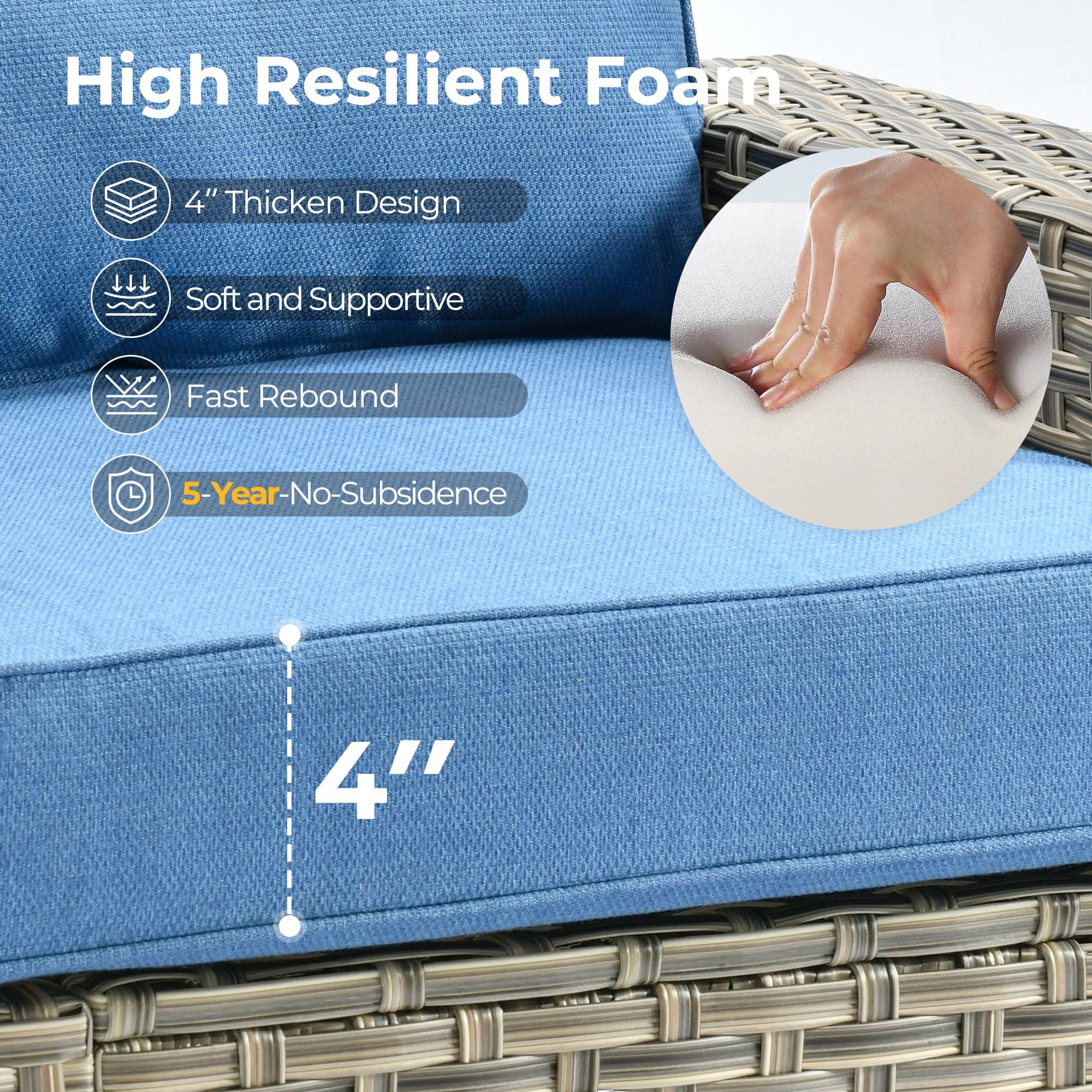 TBS Series - Sectional Patio Furniture Set 8-Piece, Included Swivel Chair