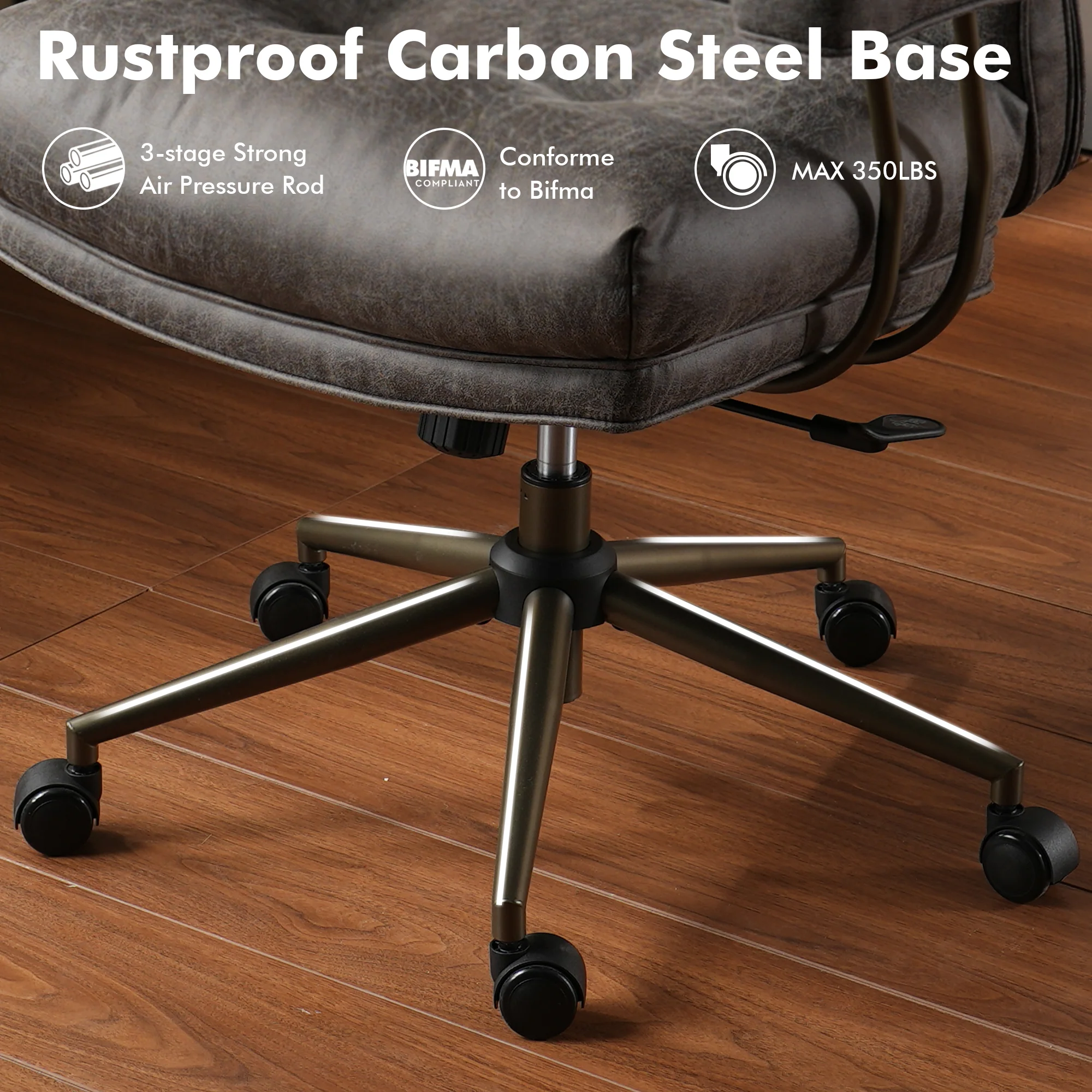 Ovios Office Executive Chair Oversize Cushions Suede Fabric