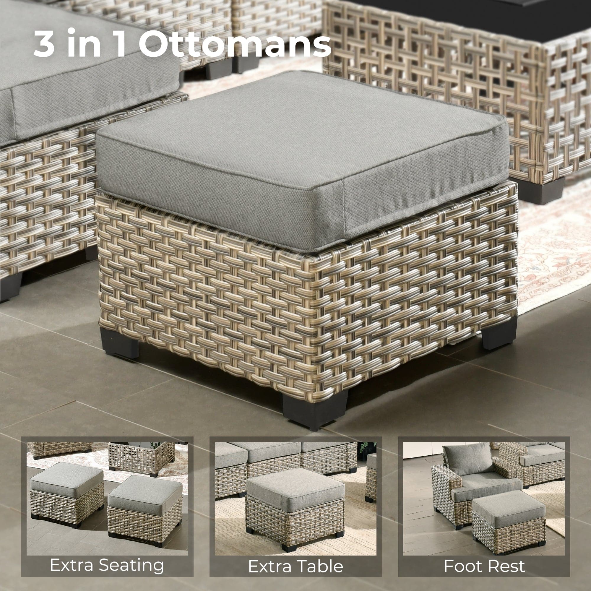 TBS Series - Sectional Patio Furniture Set 8-Piece, Included Swivel Chair