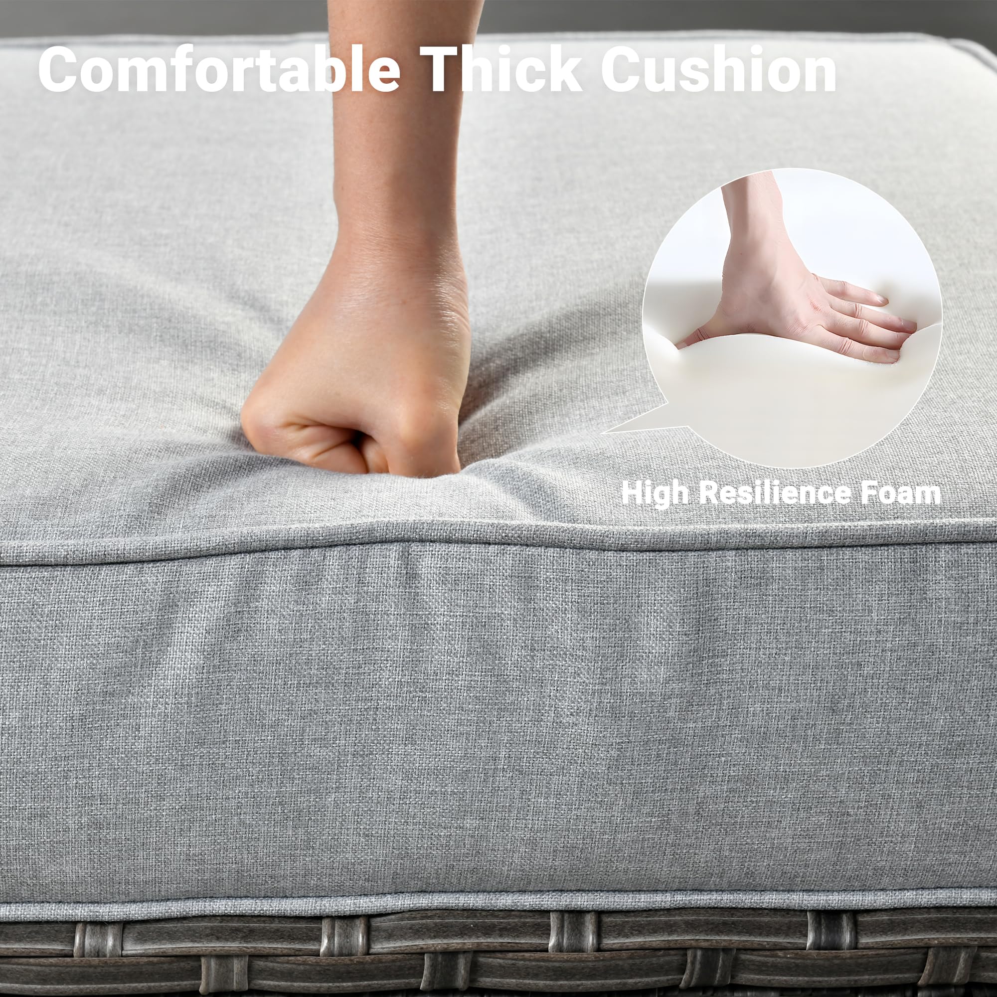 Ovios Patio Vultros 6-Piece Set With Swivel Chair Lover seat and 30'' Propane Fire Pit Table