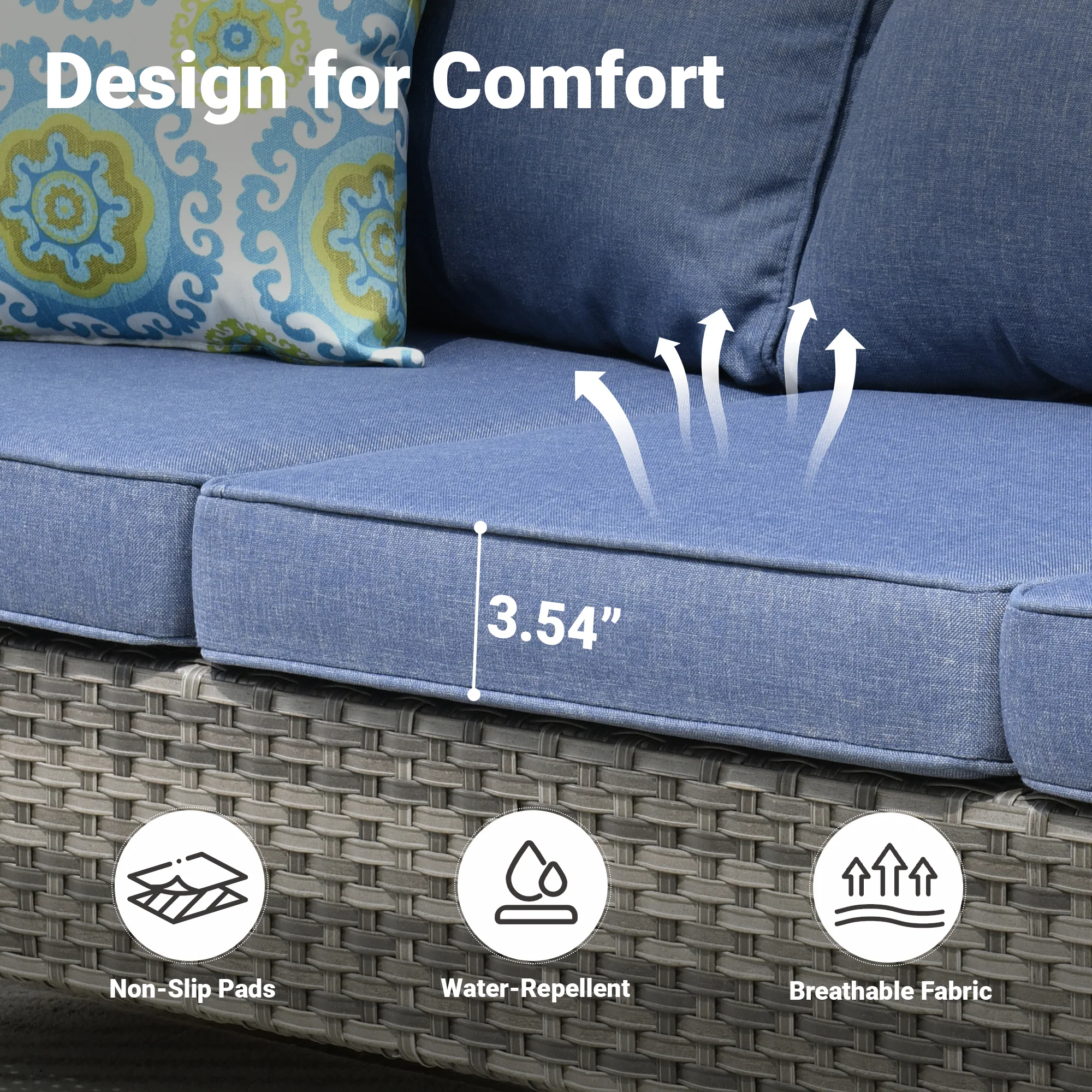 Ovios Patio Vultros 9-Piece Set with 2 Swivel Chairs and 30'' Propane Fire Pit Table