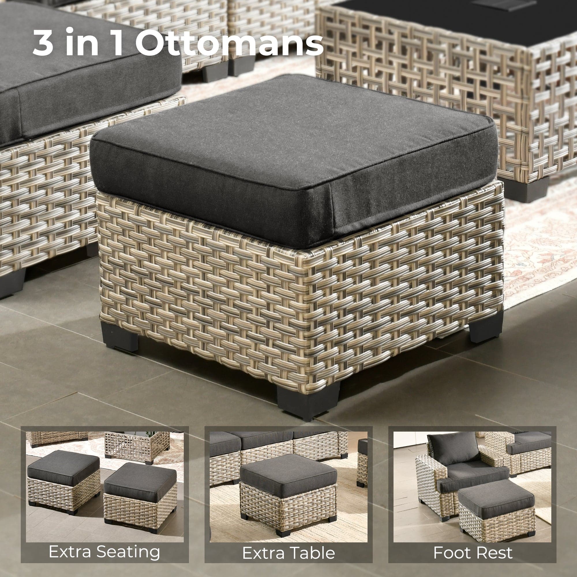 TBS Series - Sectional Patio Furniture Set 8-Piece, Included Swivel Chair