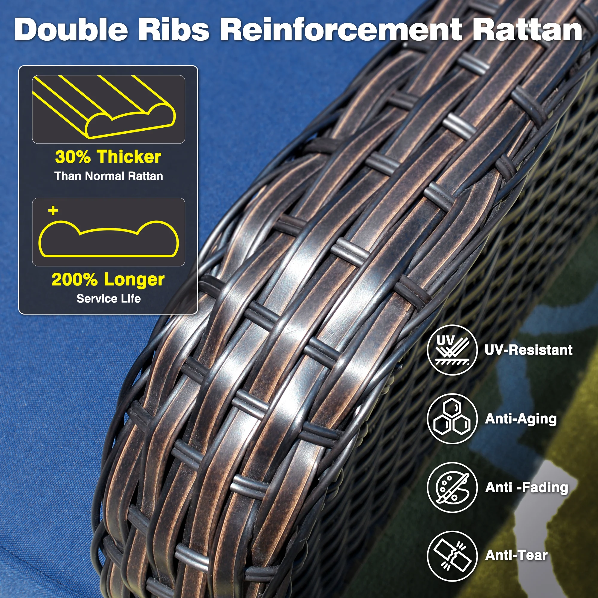 Ovios Patio Chairs 2-Piece Kenard Curved Handrest