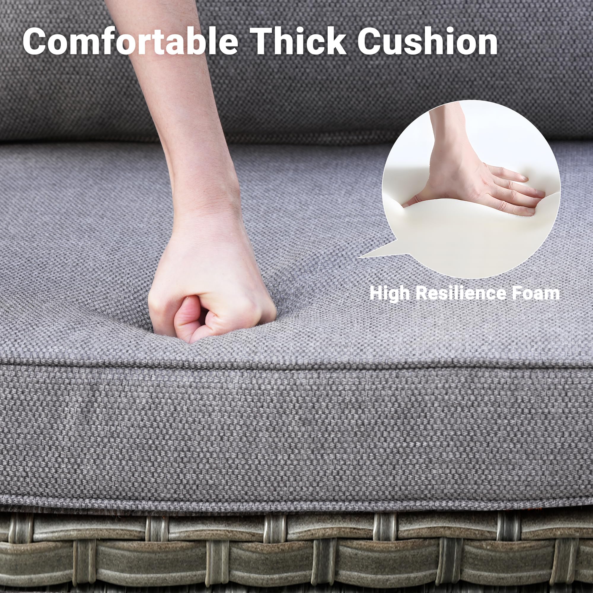 Ovios Patio Furniture 3-Piece Set with Swivel Chairs and Table Square Shape Armrest