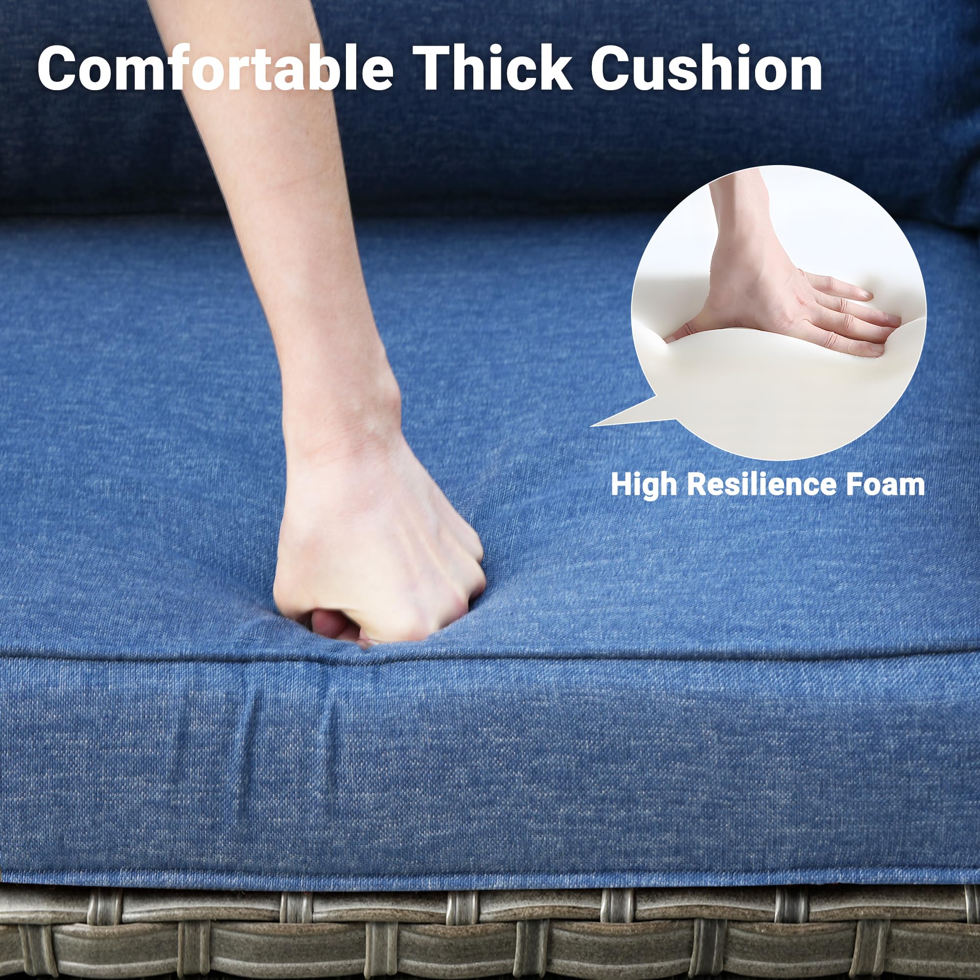 Ovios Patio Vultros 6-Piece Set With Swivel Chair Lover seat and 30'' Propane Fire Pit Table