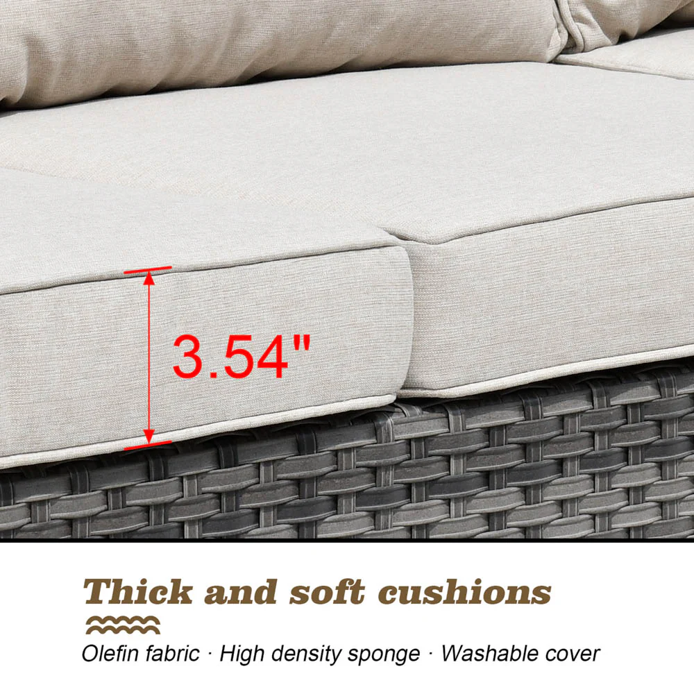 Ovios Patio Vultros 8-Piece Set With Swivel Chair and Rectangle 42'' Propane Fire Pit Table