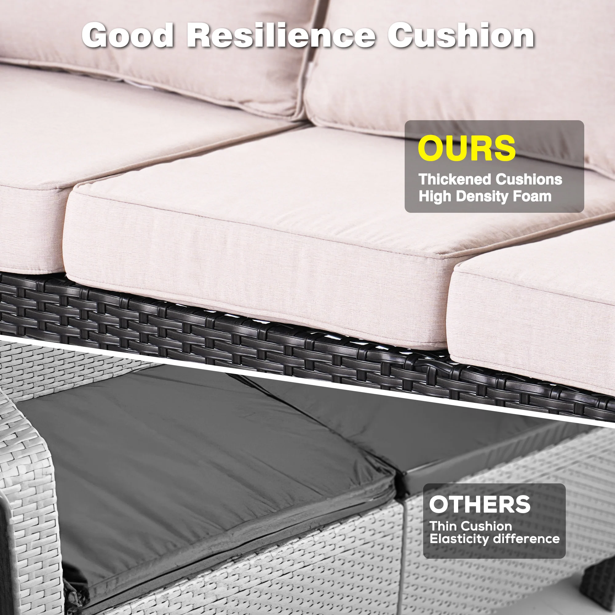 Ovios Patio Kenard 5-Piece Conversation Set with 30'' Fire Pit Table and Loveseat