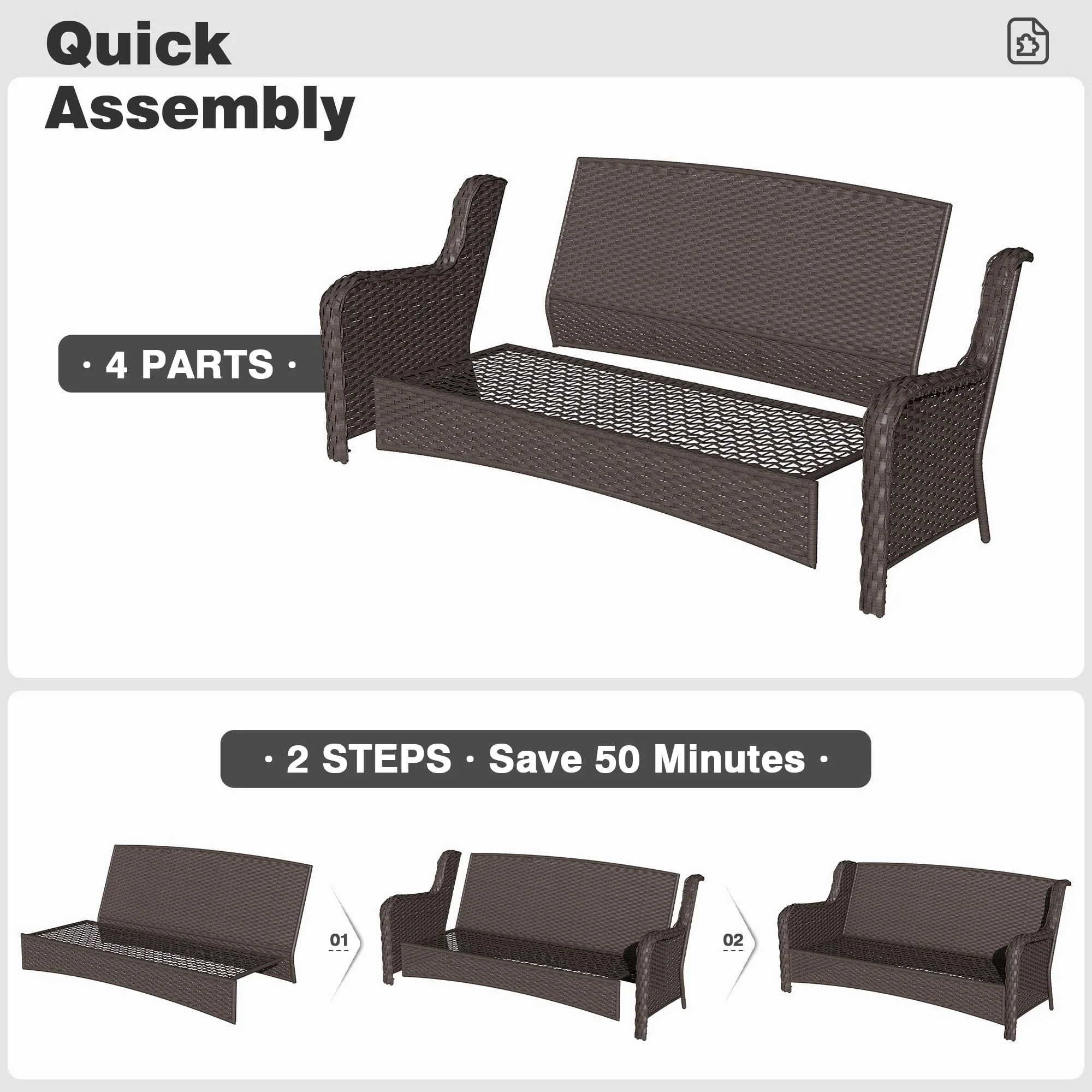 Ovios Patio Conversation Set 6-Piece with 30' Fire Pit Table and Kenard Set