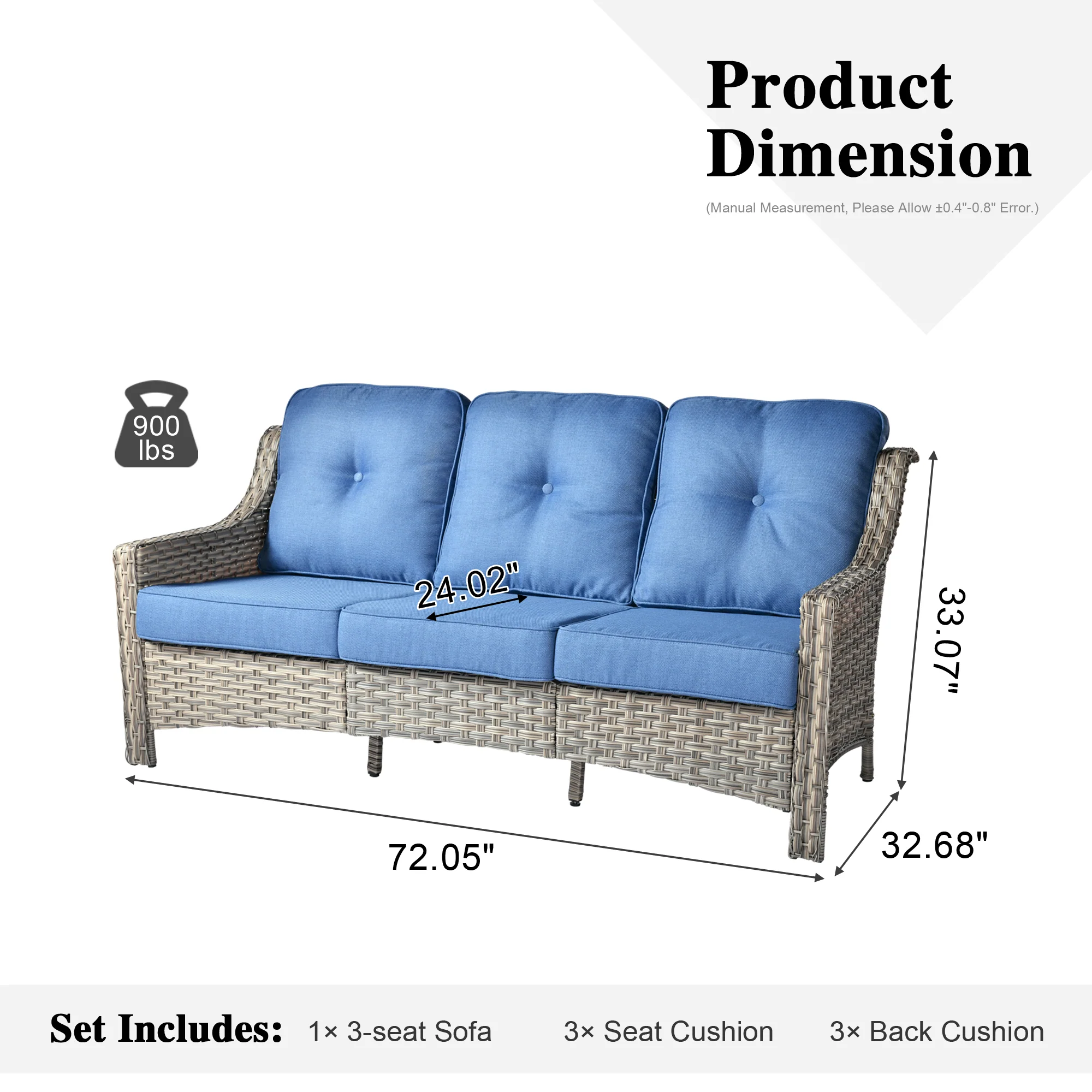 Ovios Outdoor 3-Seat Sofa PAD Series