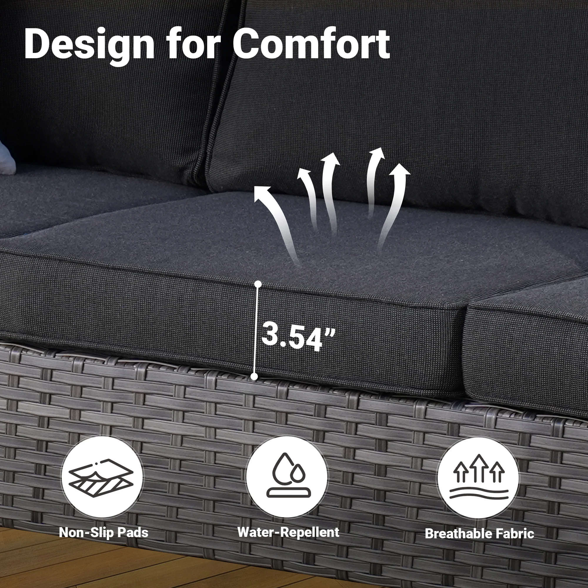 Ovios Patio Vultros 9-Piece Set with 2 Swivel Chairs and 30'' Propane Fire Pit Table