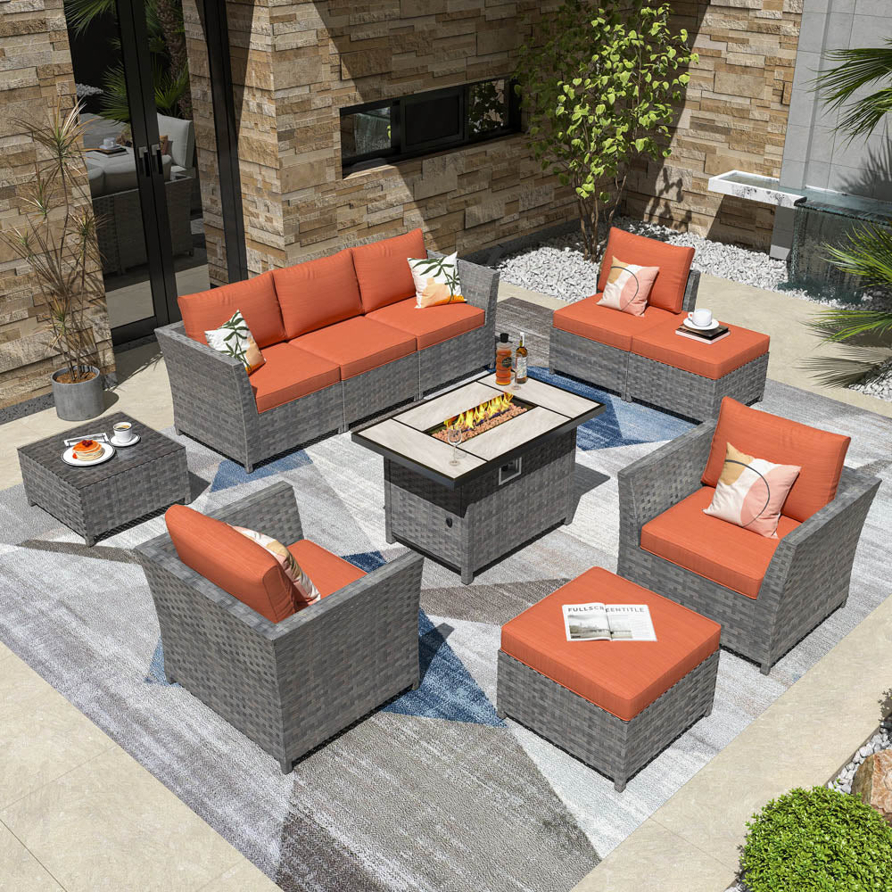 Ovios New Rimaru Series Patio Furniture Set 10-Piece include 42