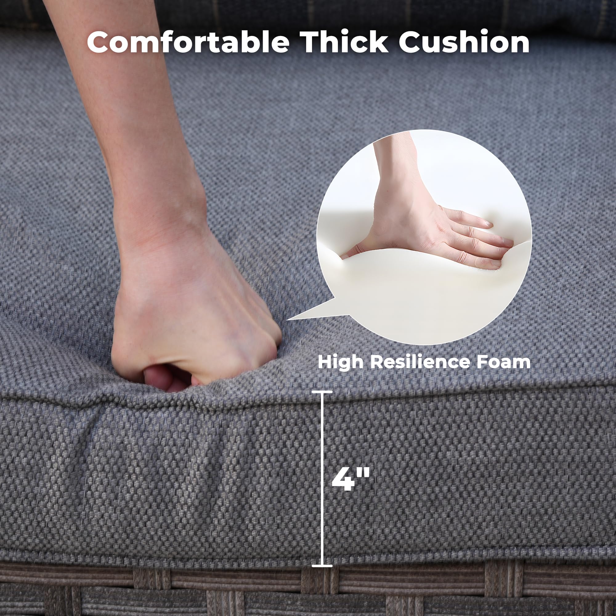 Ovios 9 Pieces Patio Furniture Set, Outdoor Sectional Sofa with Swivel Rocking Chair, 30