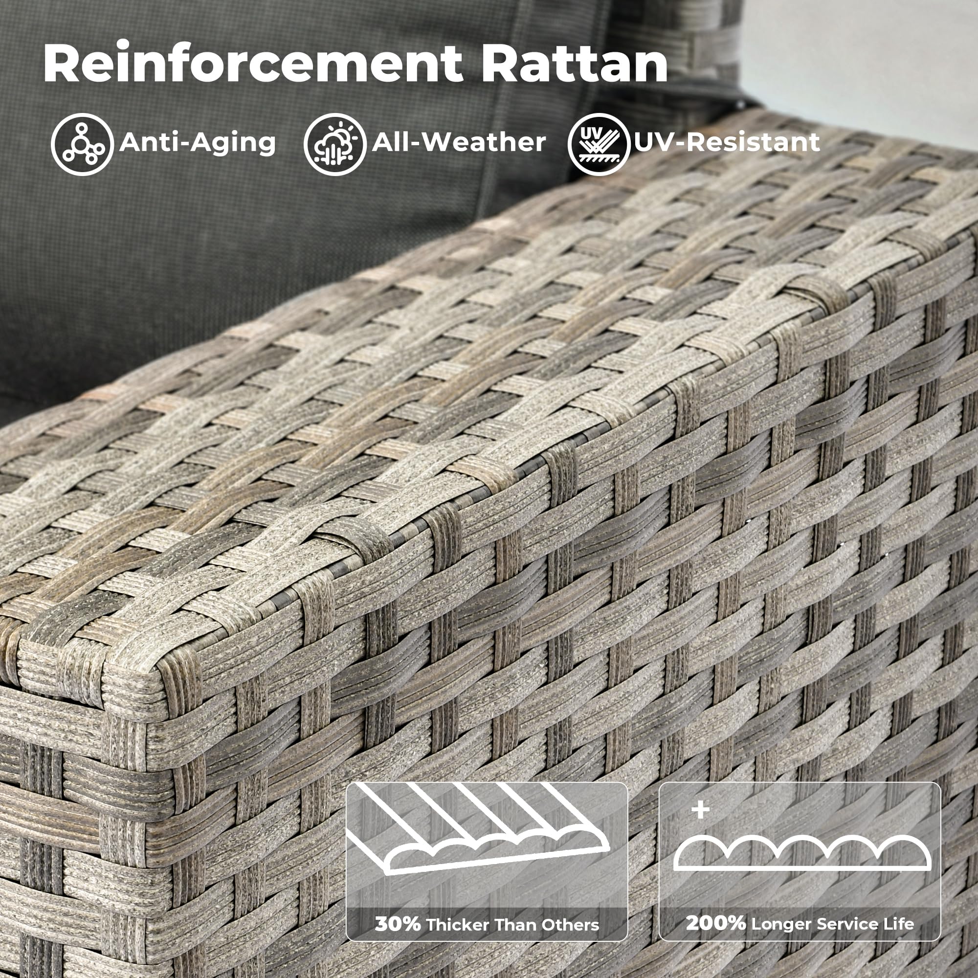 Ovios 12 Pieces Patio Conversation Set with 7.68'' Broad Handrails