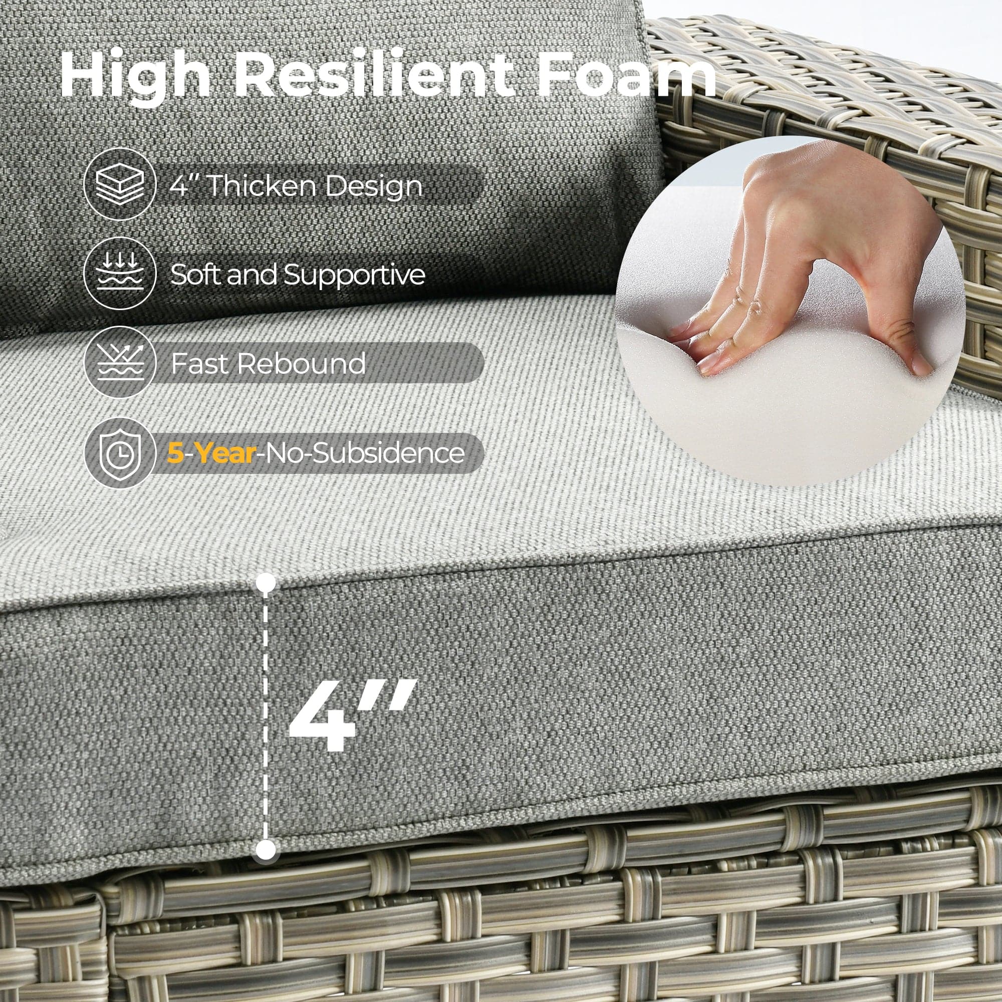 TBS Series - Sectional Patio Furniture Set 8-Piece, Included Swivel Chair