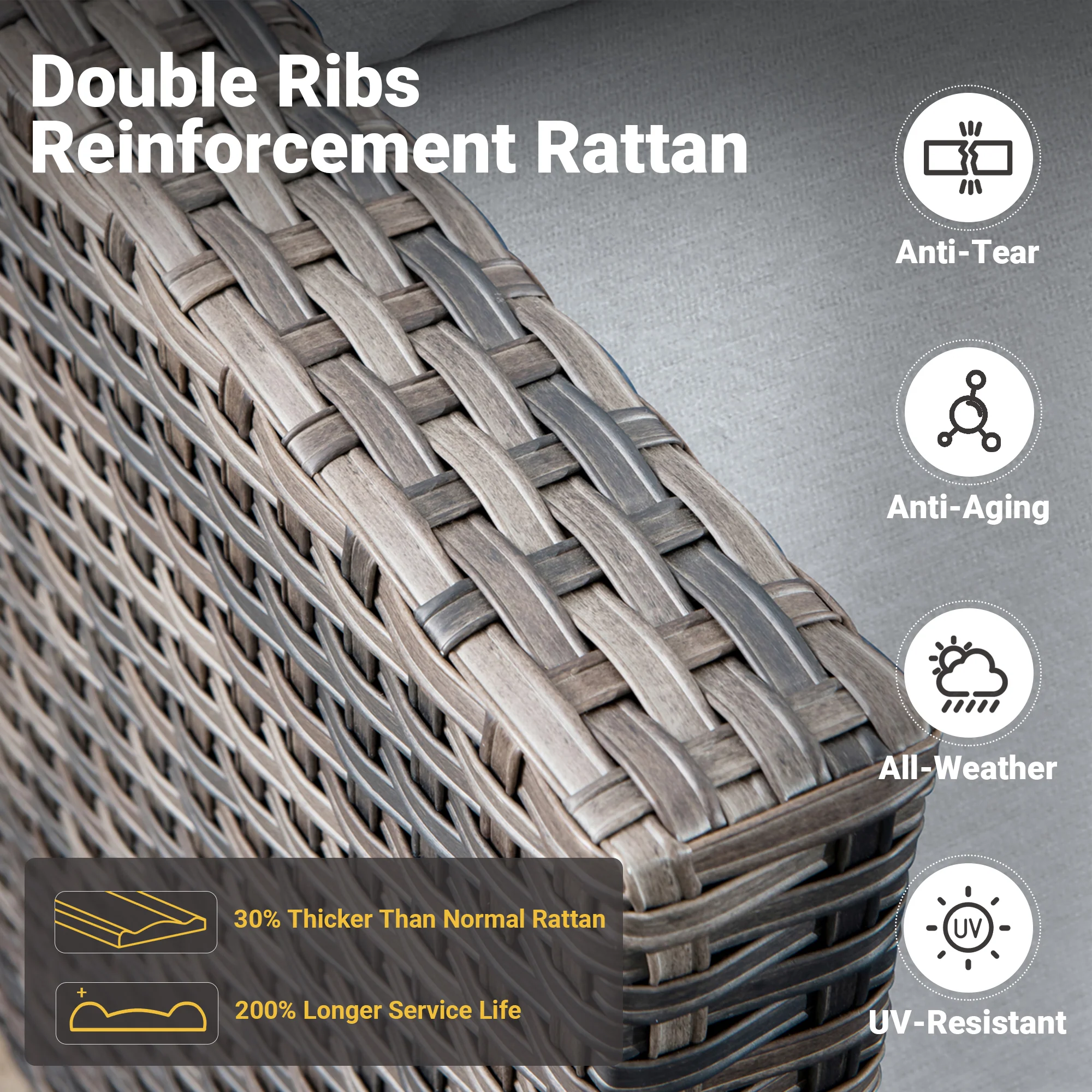 Ovios Patio Chairs New Vultros 2-Piece High Back Square Shape Armrest