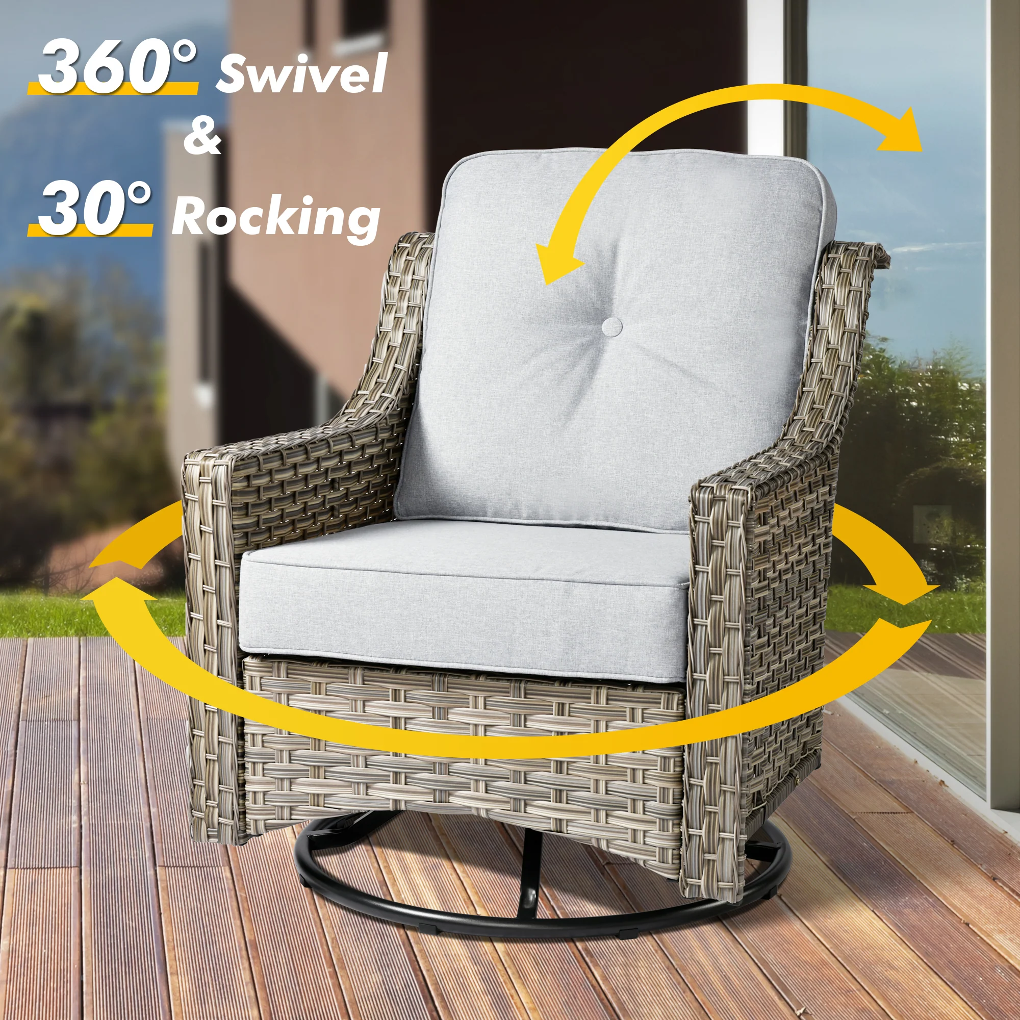 Ovios Conversation Set 5-Piece PAD Series include Rocking Chair & 47