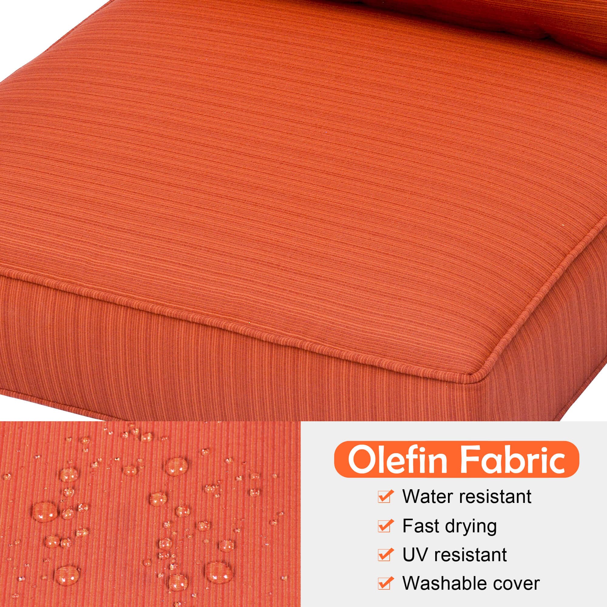 Ovios Replacement Seat Back Cushions Set with Olefin Fabric and Zipper, 24'' x 24'', Not Suitable for Ovios Patio Furniture