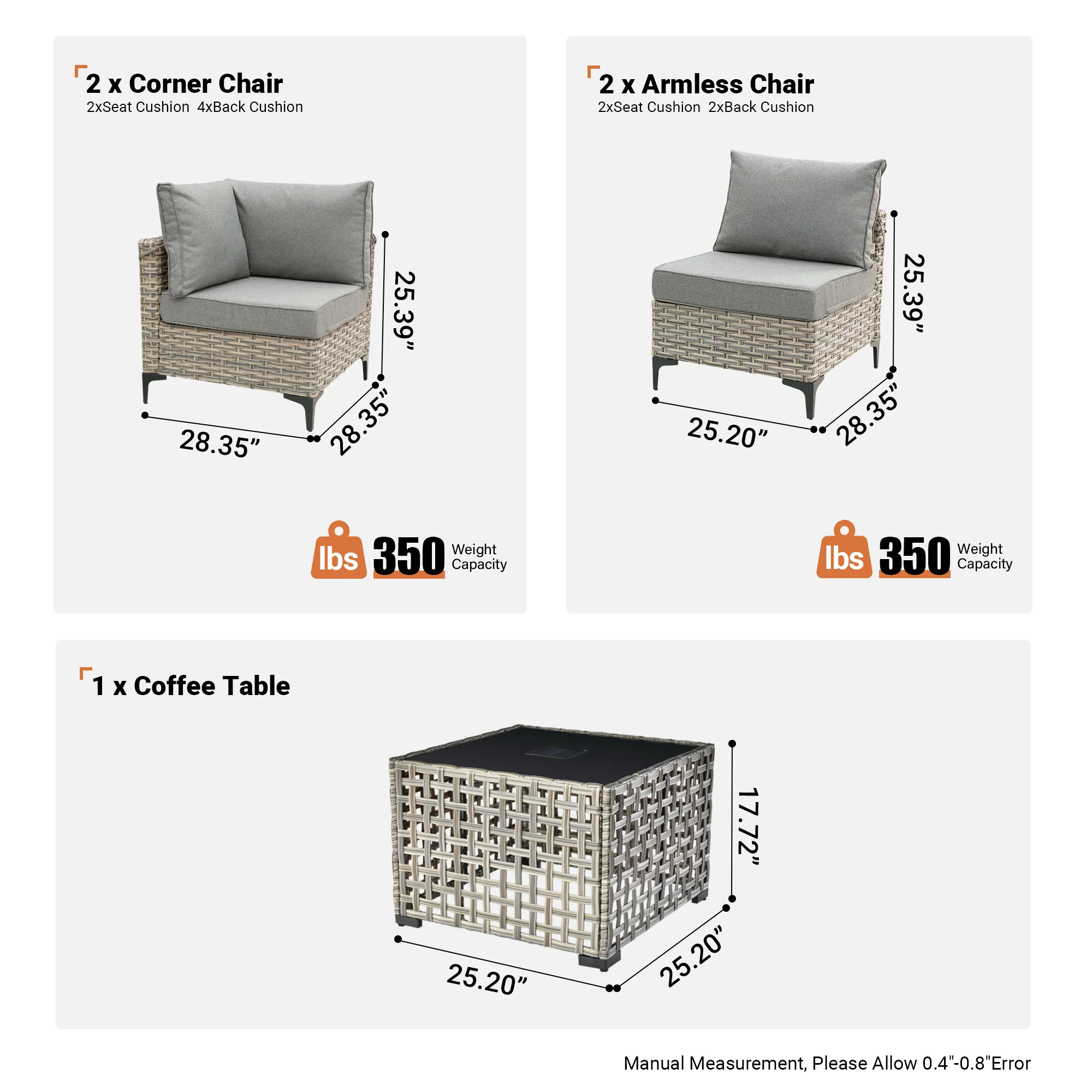 SKT Series - Sectional Outdoor Furniture Set 5-Piece