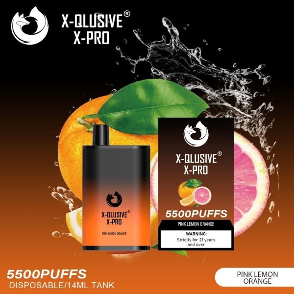 X-QLUSIVE X-PRO PINK LEMON ORANGE – 5500 PUFFS