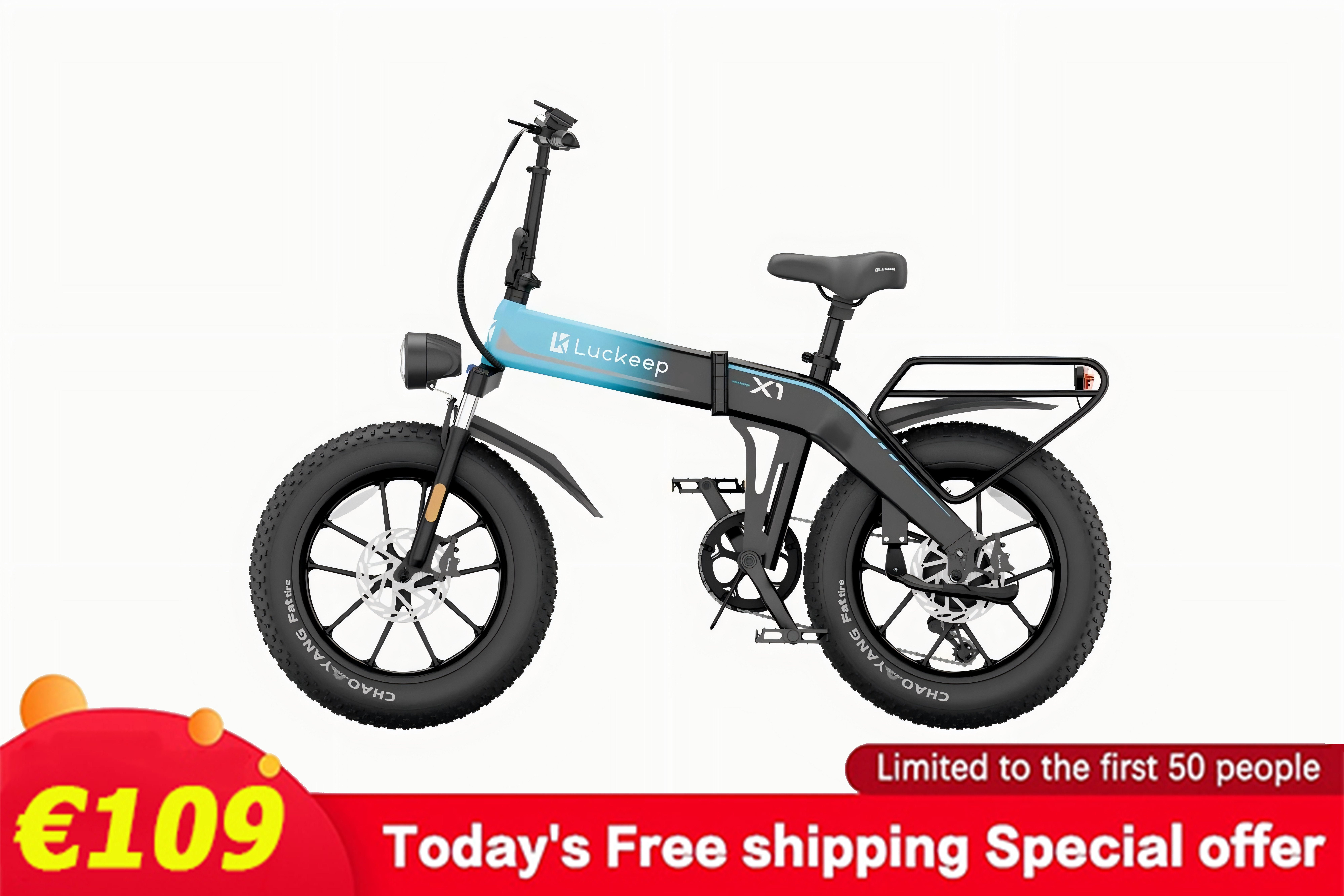 【Christmas discounts 🎄】🔥 Luckeep X1 Folding eBike｜1200W Motor｜48V15Ah Battery｜45 km/h Top Speed｜Long Range｜Off-Road｜Compact & Foldable