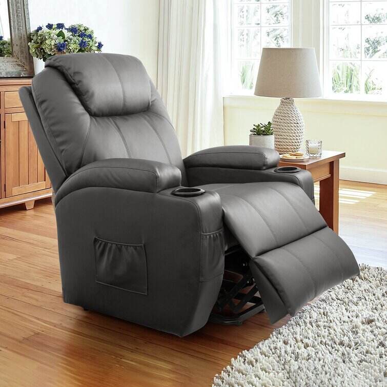 Faux Leather Power Lift Recliner Chair with Massage and Heating Function