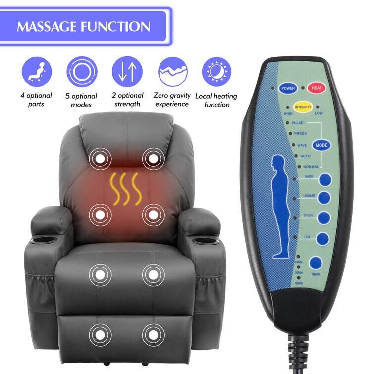 Faux Leather Power Lift Recliner Chair with Massage and Heating Function
