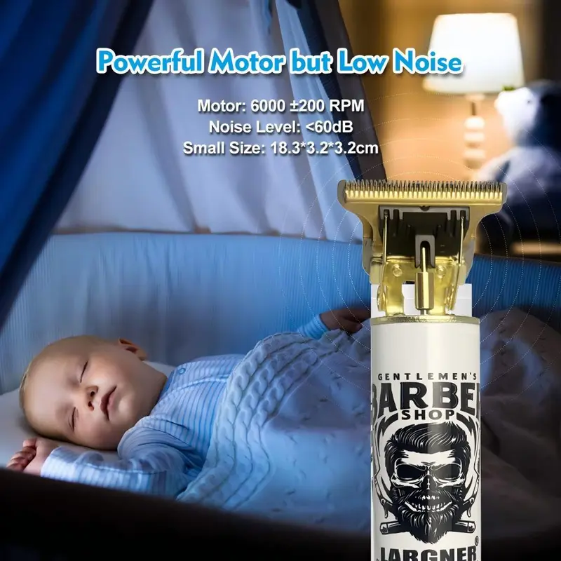 LARGNER-cortadora de pelo profesional para hombre, Kits y juegos de afeitadoras eléctricas, cuchillas en T de cerámica, para peluquero, para regalos (blanco)