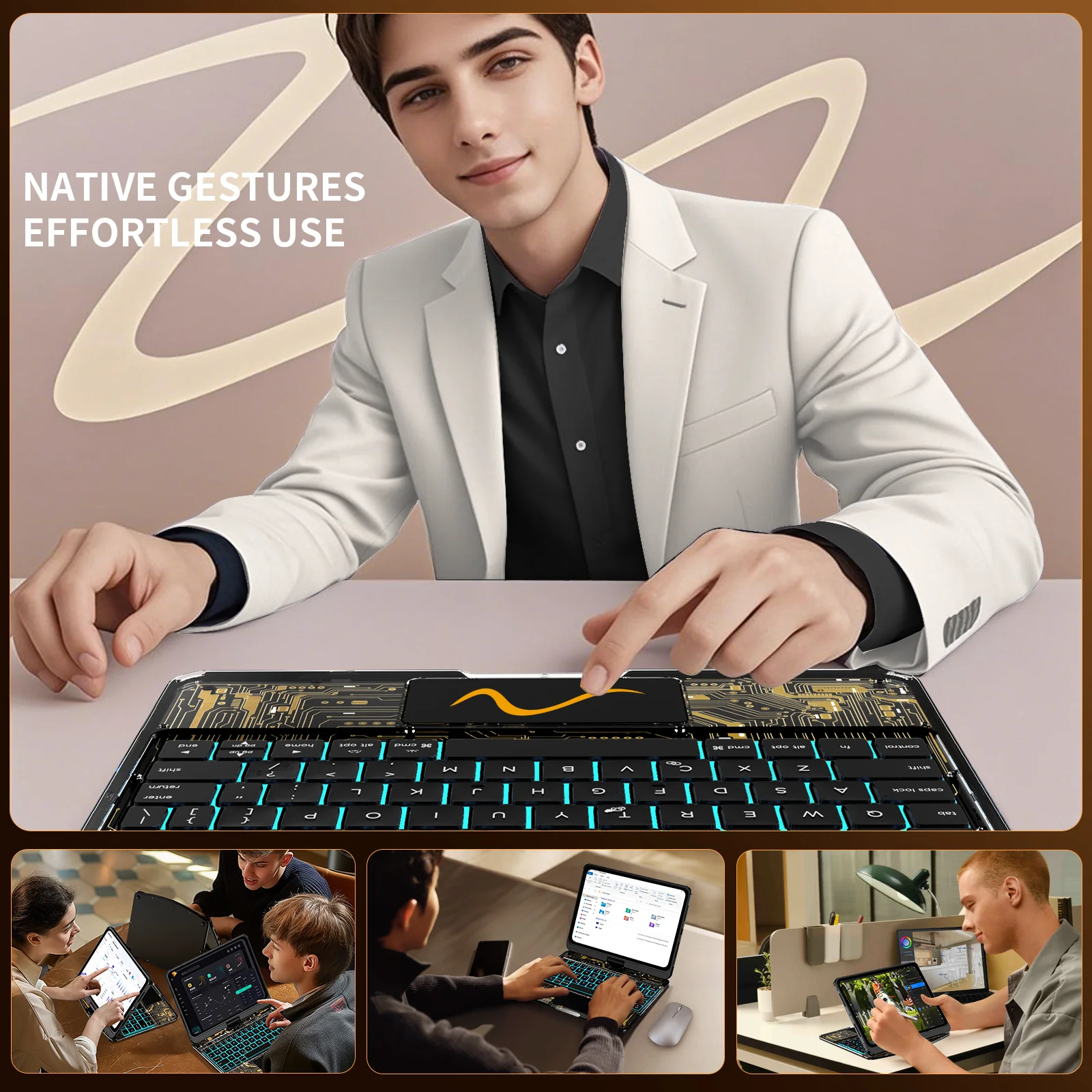 NAIDUN Transparent iPad keyboard case 360° transparent iPad keyboard