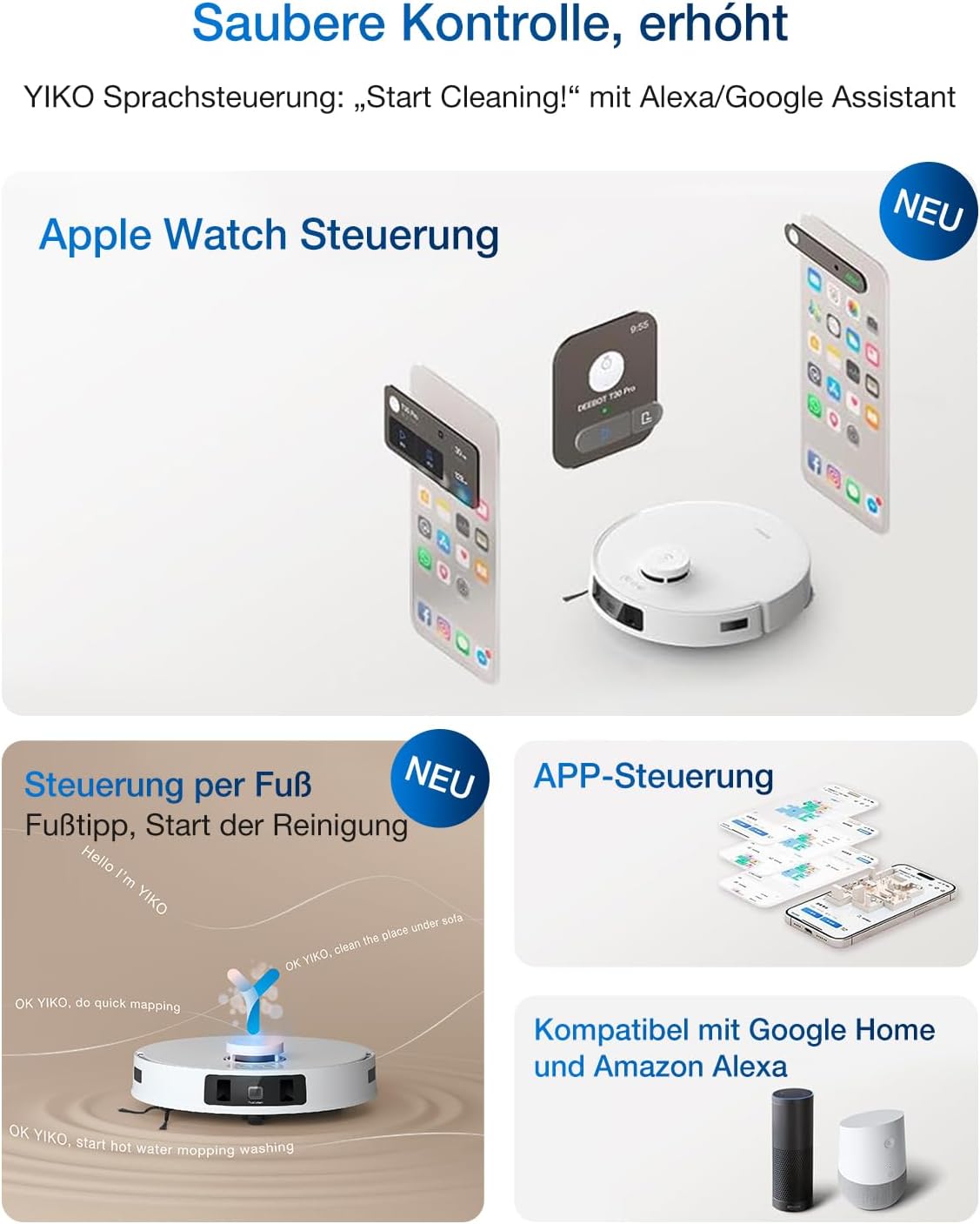 ECOVACS DEEBOT X11 PRO Omni Robot Vacuum Cleaner with Mop Function, 19500 Pa, OZMO Roller 2.0, ZeroTangle 3.0, TruEdge 3.0, Climbing Max 4 cm Height, Extending Mop, All-in-One Omni Station