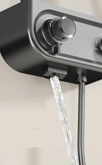 RUVEL Shower Panel - Spiral with Hydropowered LED Light, Digital Display & 3 Water Functions